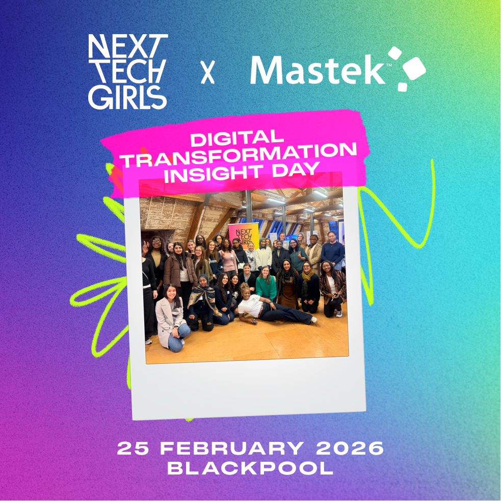 An advert for the Next Tech Girls and Mastek Insight Day in Blackpool on 25th February 2026