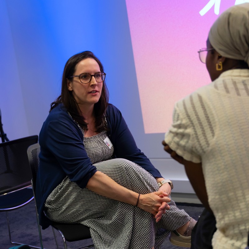 Kate from Mastek taking part in a one-to-one conversation during the speed mentoring session at Next Tech Fest 2025.